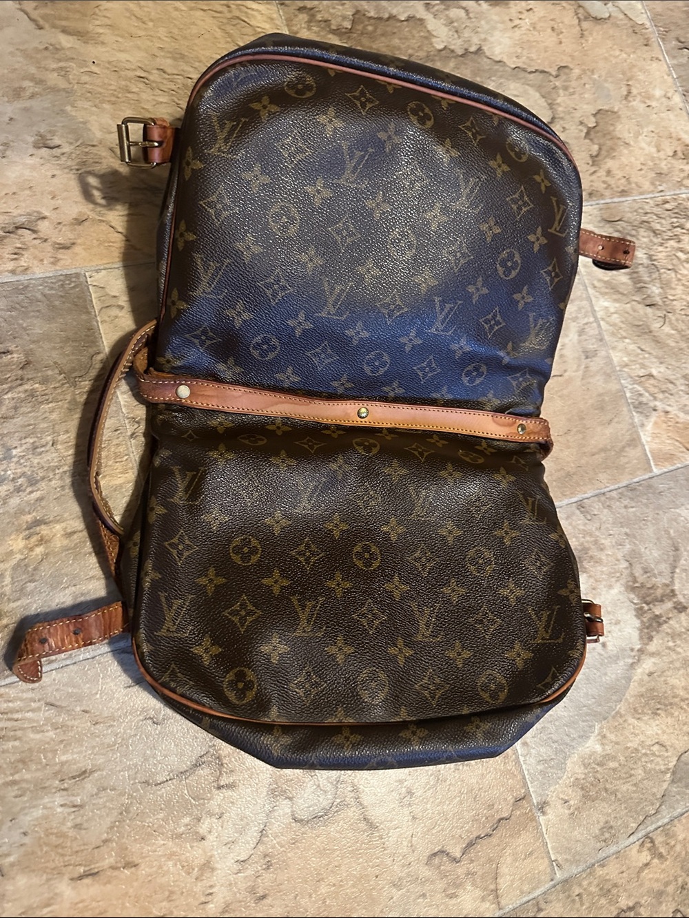 Louis Vuitton Saumur Monogram Crossbody in Dark Brown and Tan - Picture 8 of 16